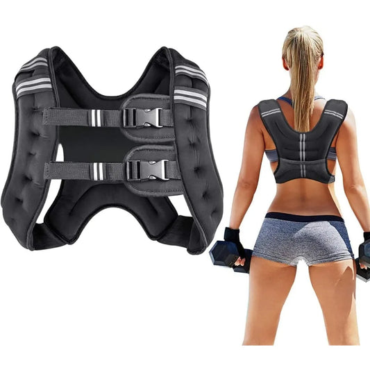 Adjustable Weight Vest for Women Men 8 12 16 20 25 30 Lbs Reflective Strips Double Buckle Strength Training Jogging Cardio Workout Fitness Weight Loss