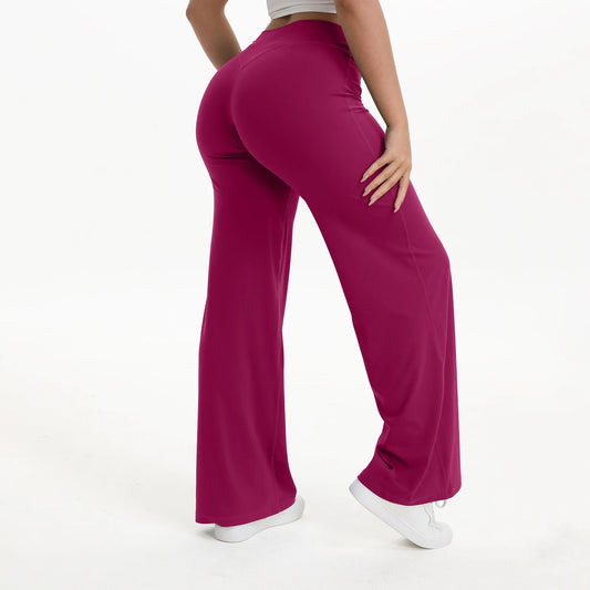 NCLAGEN SoftMotion Straight Leg Bottoms Women's Mid-Waist Yoga Pants GYM Leggings Naked Feel Pilates Running Sports Trousers